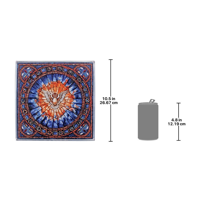 Design Toscano GM1018 Tiffany's Holy Dove of Peace Art Glass Square Suncatcher Window Panel, 10 inches wide, 10 inches tall, Stained Glass, Blue Enamel - Image 2